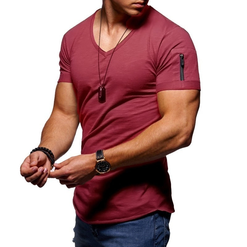 Mannen V-hals Muscle T-Shirts Belleza