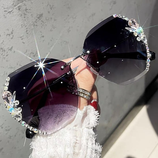 Randloze Gradient Lens Rhinestone Zonnebril
