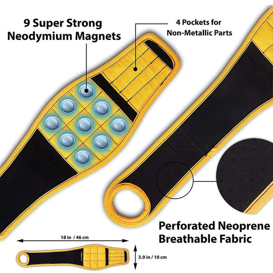Magnetische polsband met sterke magneten voor spijkers en boren.