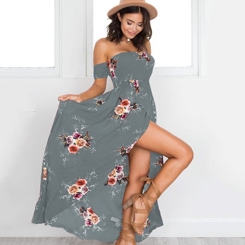 Bloemenprint Off-The-Shoulder Wrap Maxi Dress Belleza