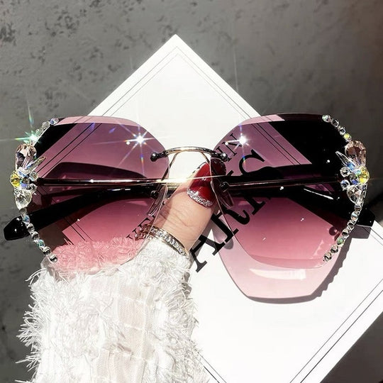 Randloze Gradient Lens Rhinestone Zonnebril
