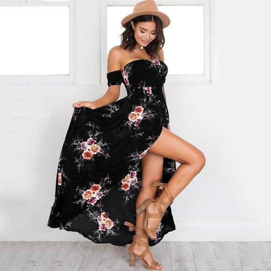 Bloemenprint Off-The-Shoulder Wrap Maxi Dress Belleza