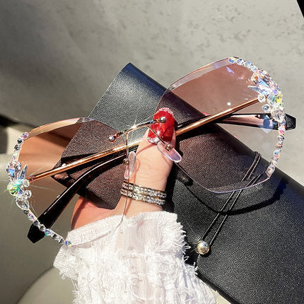 Randloze Gradient Lens Rhinestone Zonnebril