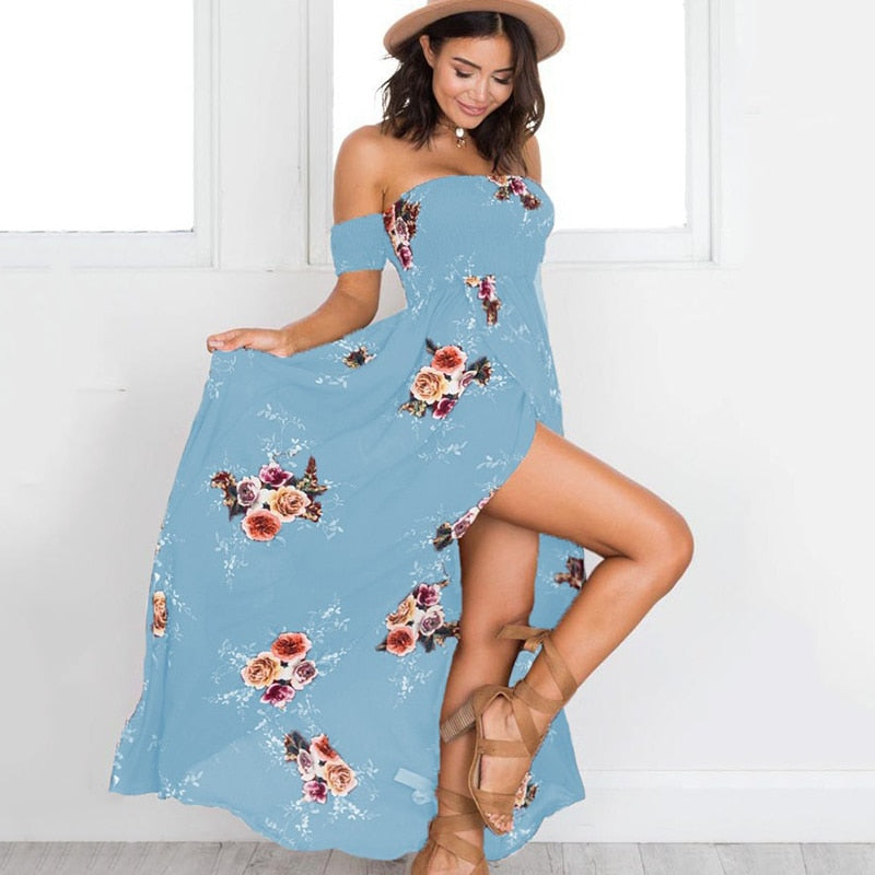 Bloemenprint Off-The-Shoulder Wrap Maxi Dress Belleza