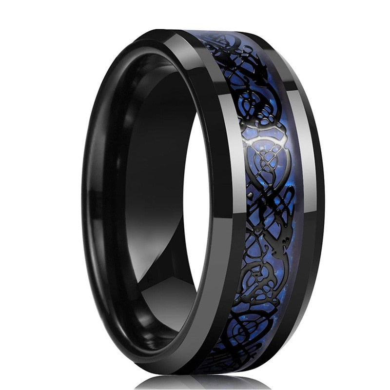 Koolstofvezel Keltische Draak Ring