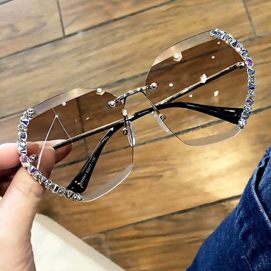 Randloze Rhinestone Zonnebril Belleza