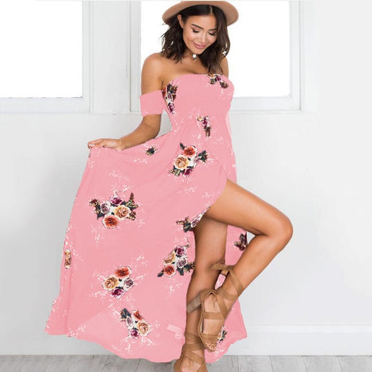 Bloemenprint Off-The-Shoulder Wrap Maxi Dress Belleza