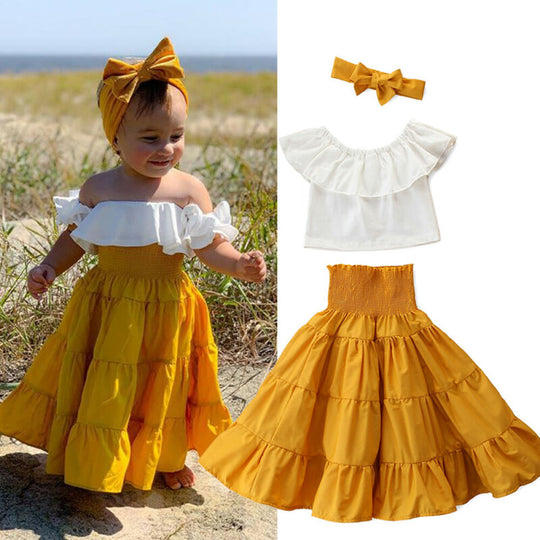 Off Shoulder Crop Top & Ruffle Rok Set Belleza