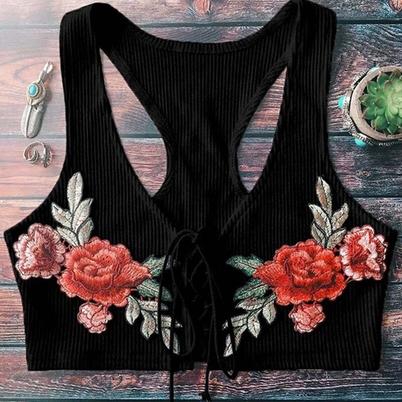 Sexy Retro Geborduurde Strappy Top Belleza