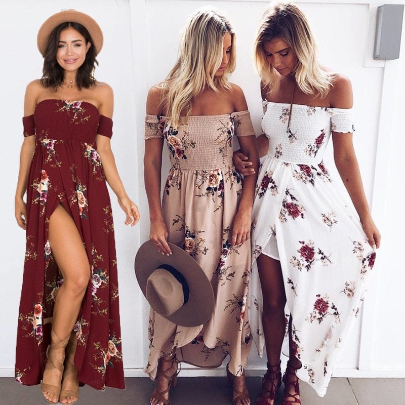 Bloemenprint Off-The-Shoulder Wrap Maxi Dress Belleza