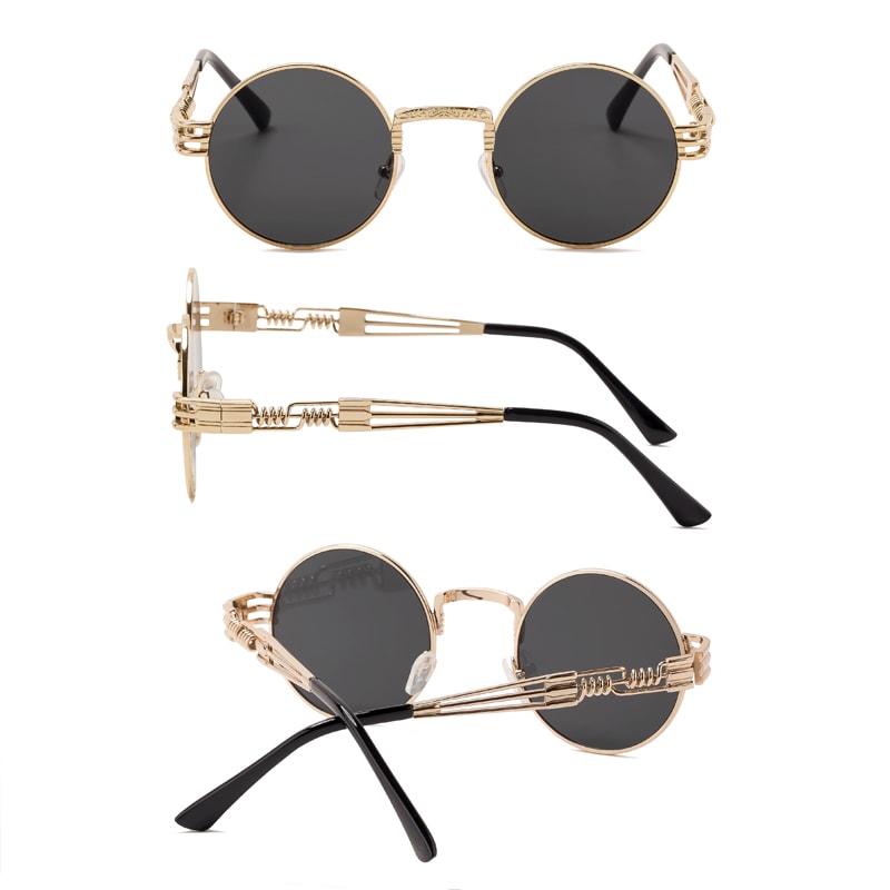 Steampunk Ronde Metalen Zonnebril Belleza