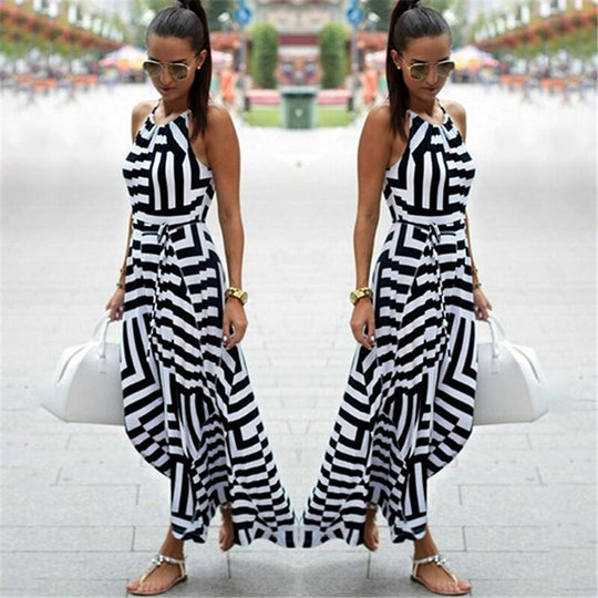 Sexy Boho Gestreepte Maxi Jurk Belleza