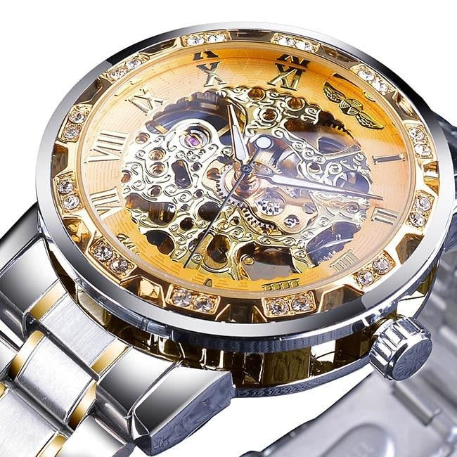 Retro lichtgevend skelet mechanisch horloge Belleza