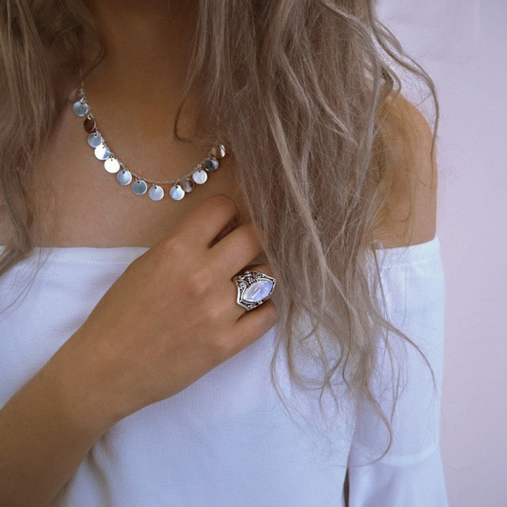 Boheemse stijl maansteen ring Belleza