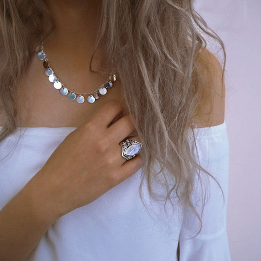Boheemse stijl maansteen ring Belleza