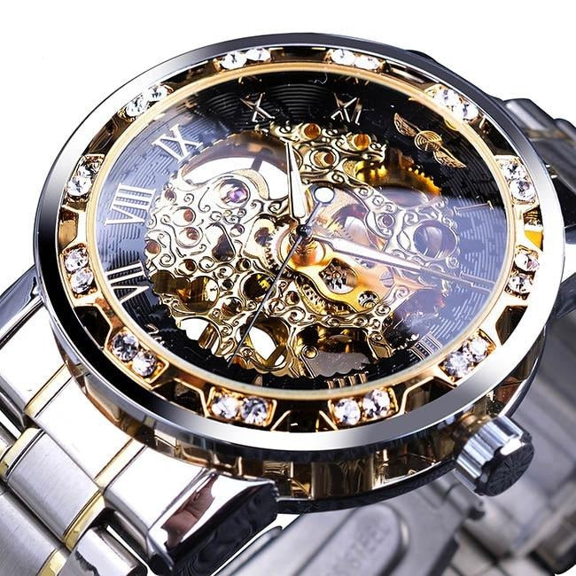 Retro lichtgevend skelet mechanisch horloge Belleza