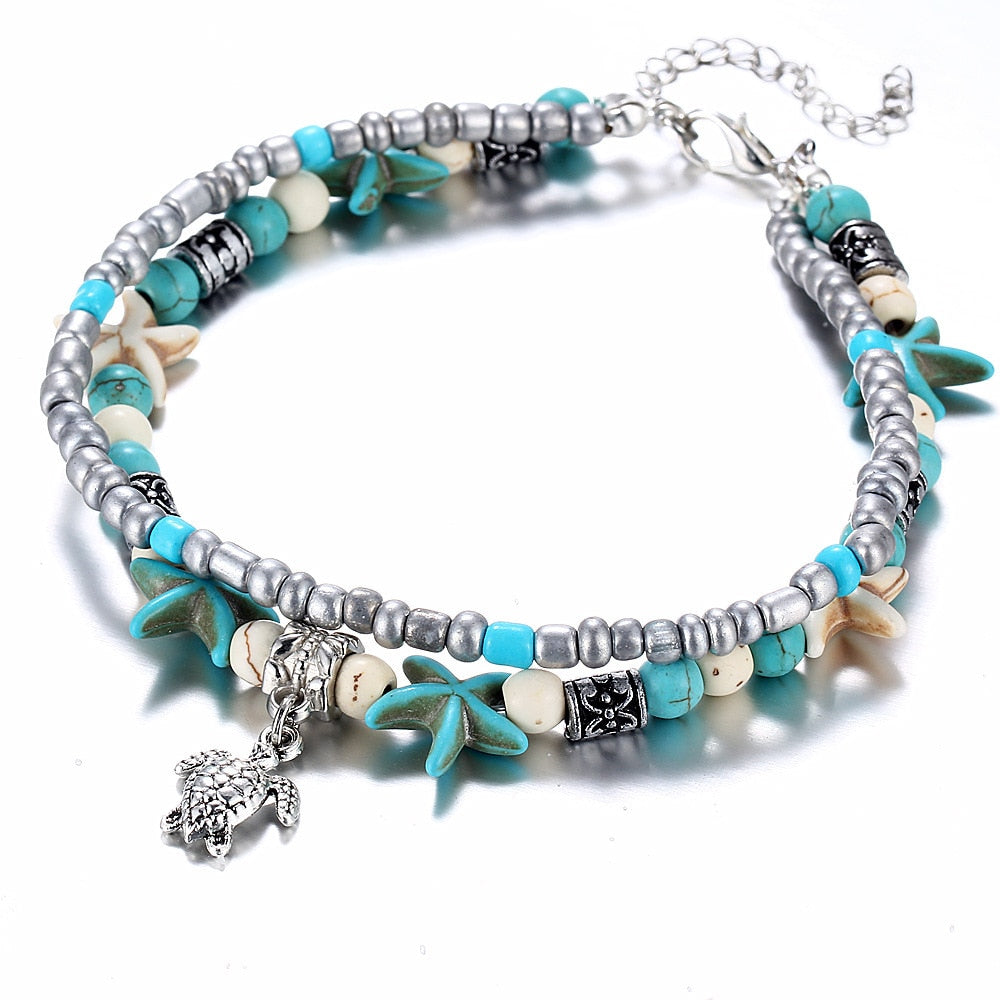 (BEST SELLER) Handgemaakte  Schildpad & Oceaan Enkelarmband Belleza