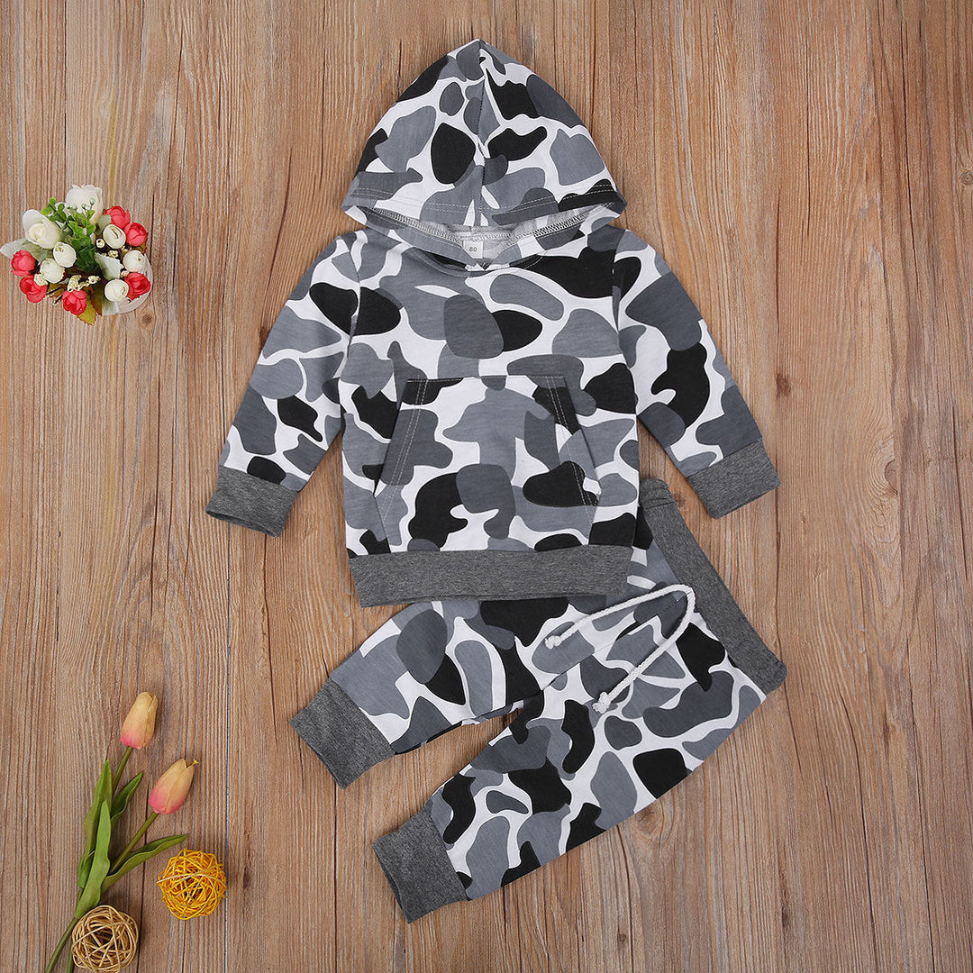 Grijs Camouflage Hoodie en Broeken Set Belleza