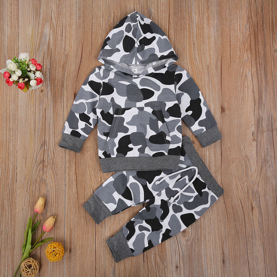 Grijs Camouflage Hoodie en Broeken Set Belleza