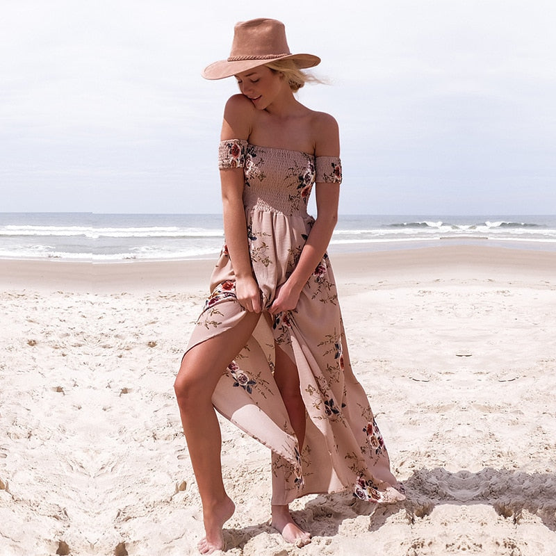 Bloemenprint Off-The-Shoulder Wrap Maxi Dress Belleza