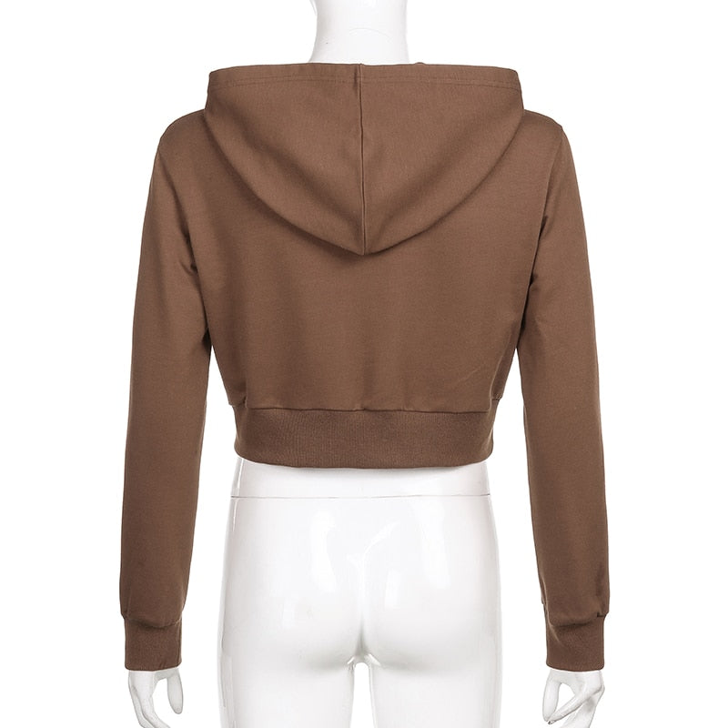 Extra Slanke Gekroesde Zip-Up Hoodie Belleza