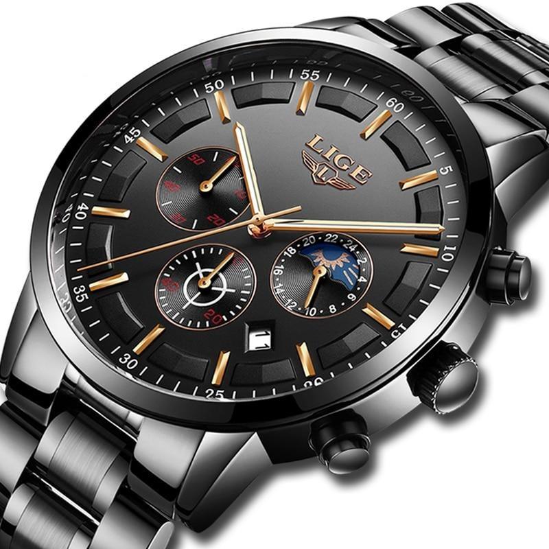 Military Black Steel Horloge