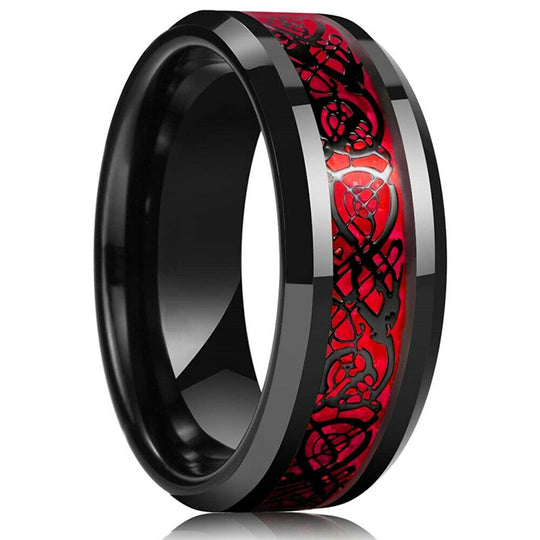 Koolstofvezel Keltische Draak Ring