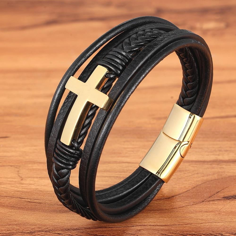 Faith Leren Kruis Armband Belleza