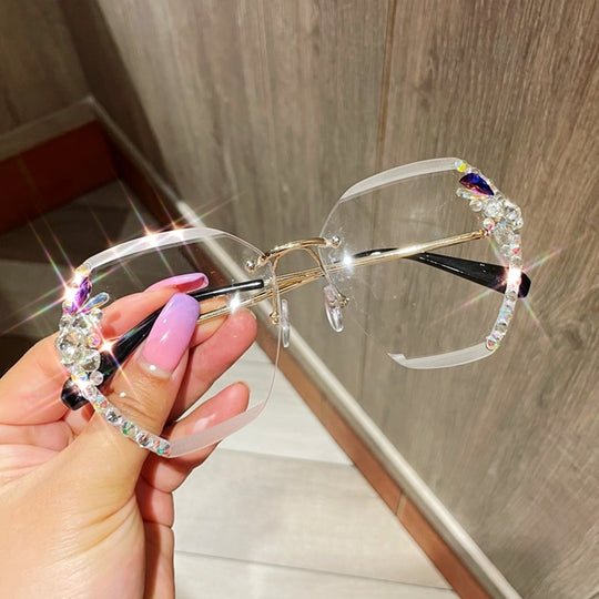 Randloze Gradient Lens Rhinestone Zonnebril