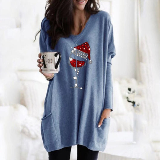 Wijn & kerstmuts Sweatshirt voor vrouwen Belleza