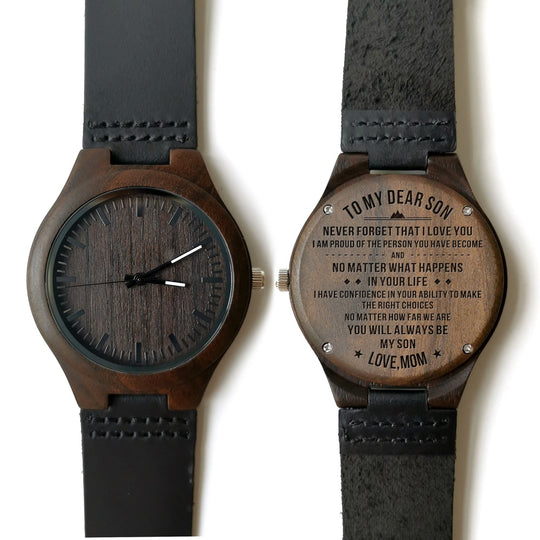 You Will Always Be My Son Gegraveerd Houten Horloge Belleza