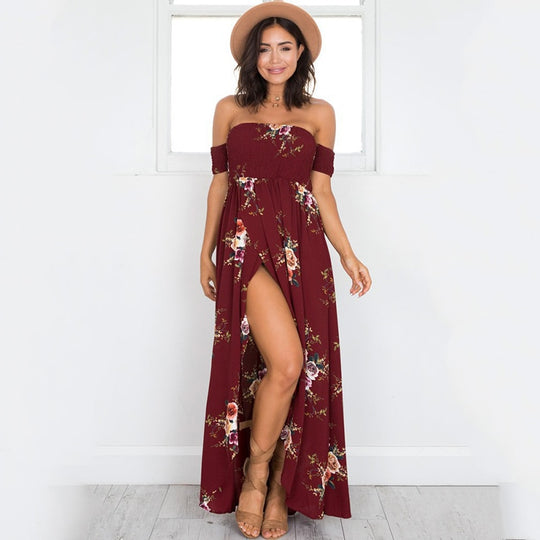 Bloemenprint Off-The-Shoulder Wrap Maxi Dress Belleza