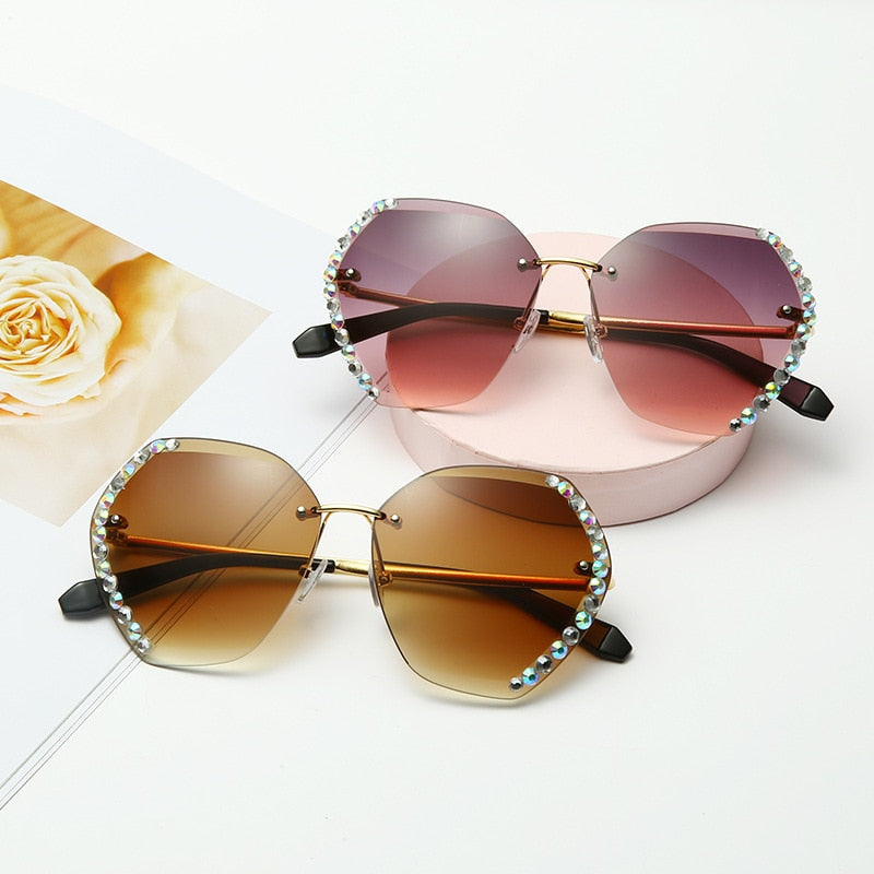 Randloze Rhinestone Zonnebril Belleza