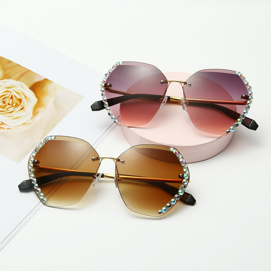 Randloze Rhinestone Zonnebril Belleza