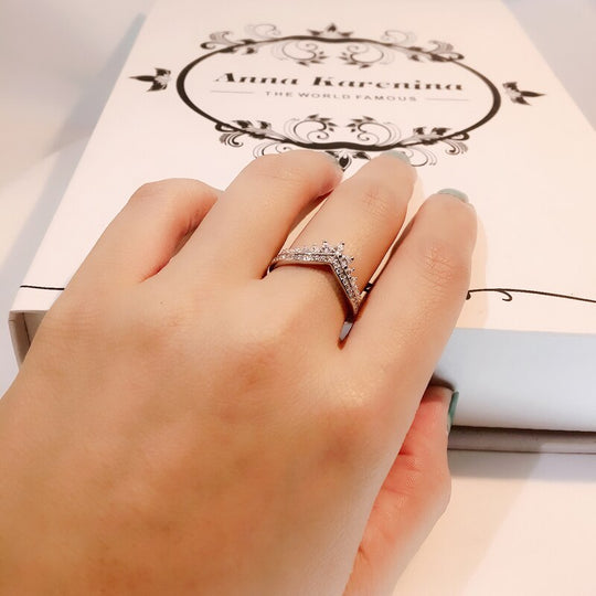 V vorm Sterling zilveren Ring Belleza