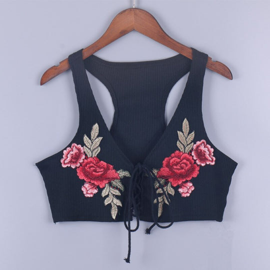 Sexy Retro Geborduurde Strappy Top Belleza