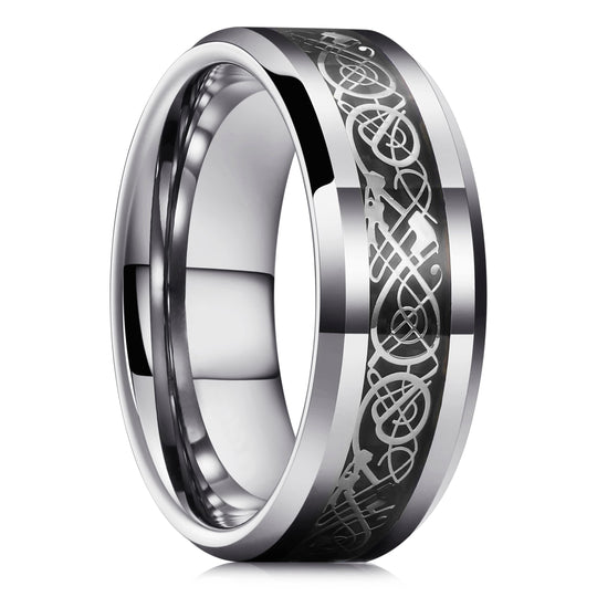 Koolstofvezel Keltische Draak Ring