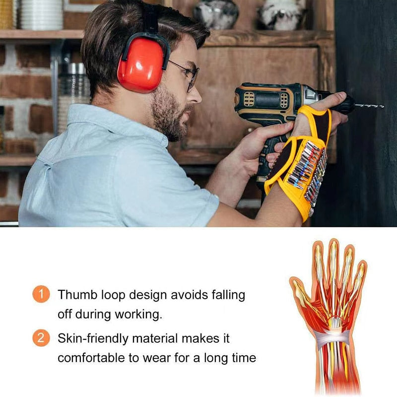 Magnetische polsband met sterke magneten voor spijkers en boren.
