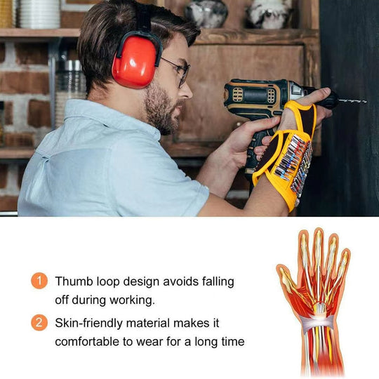 Magnetische polsband met sterke magneten voor spijkers en boren.