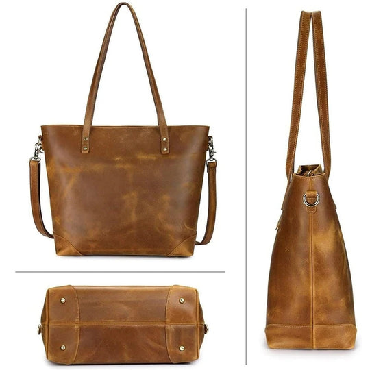 Vintage Leather Tote Bag - Stijlvol en Duurzaam - Geschikt voor Dagelijks Gebruik