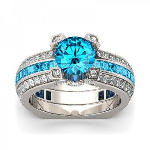 Zilveren Aquamarijn (Maart) Geboortesteen Ring Belleza