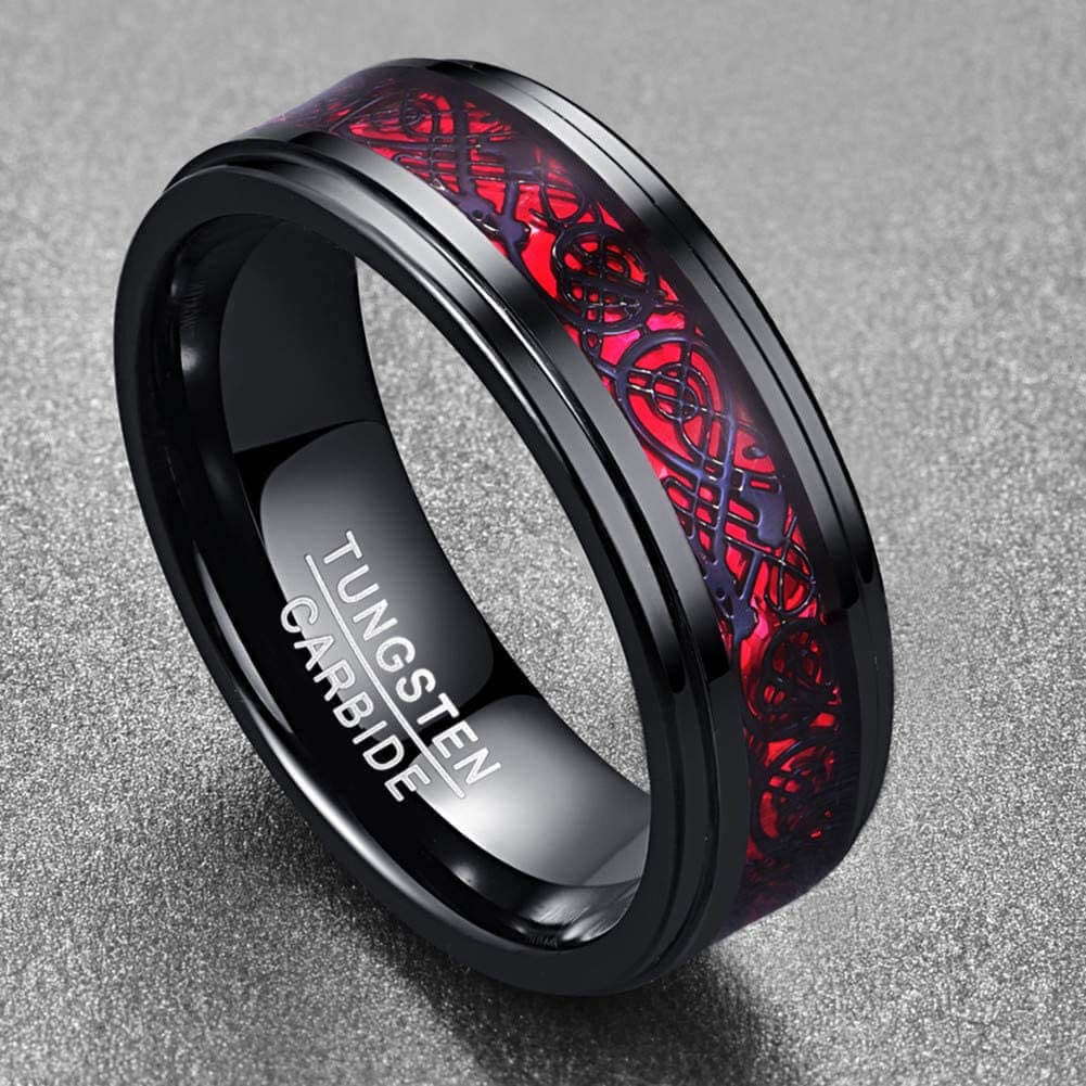 Koolstofvezel Keltische Draak Ring