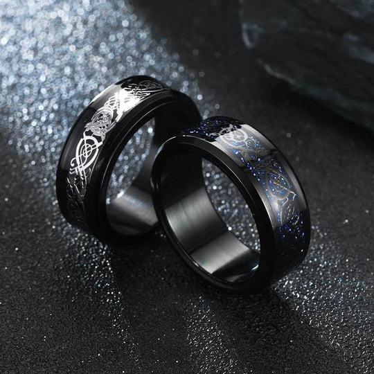 Koolstofvezel Keltische Draak Ring