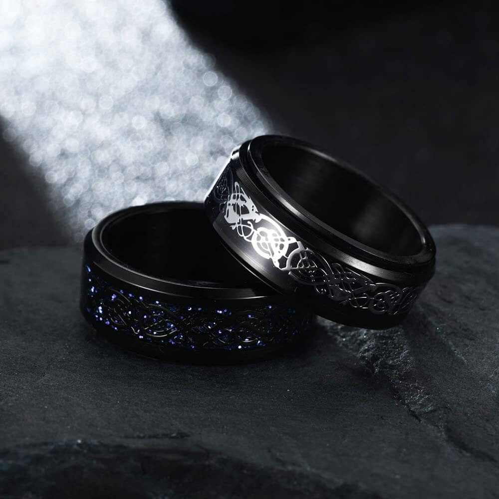 Koolstofvezel Keltische Draak Ring