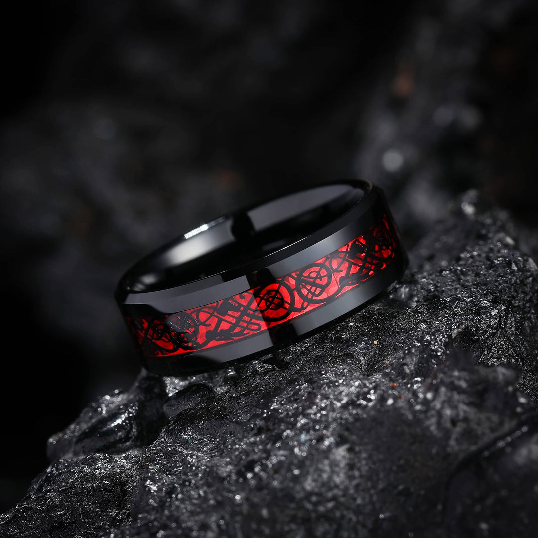 Koolstofvezel Keltische Draak Ring