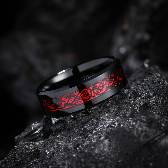 Koolstofvezel Keltische Draak Ring
