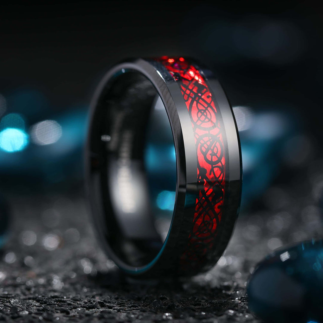 Koolstofvezel Keltische Draak Ring