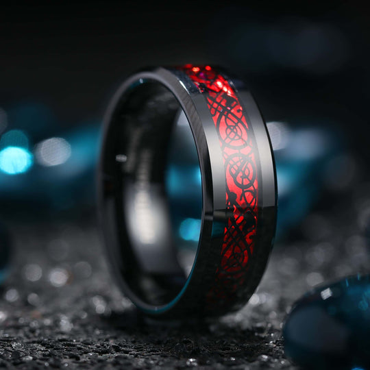 Koolstofvezel Keltische Draak Ring