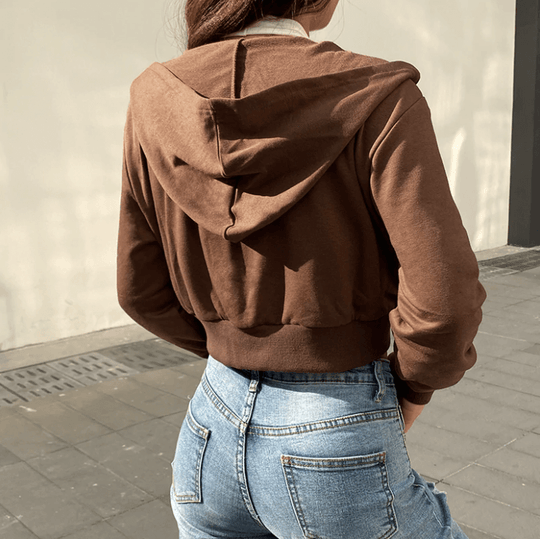 Extra Slanke Gekroesde Zip-Up Hoodie Belleza