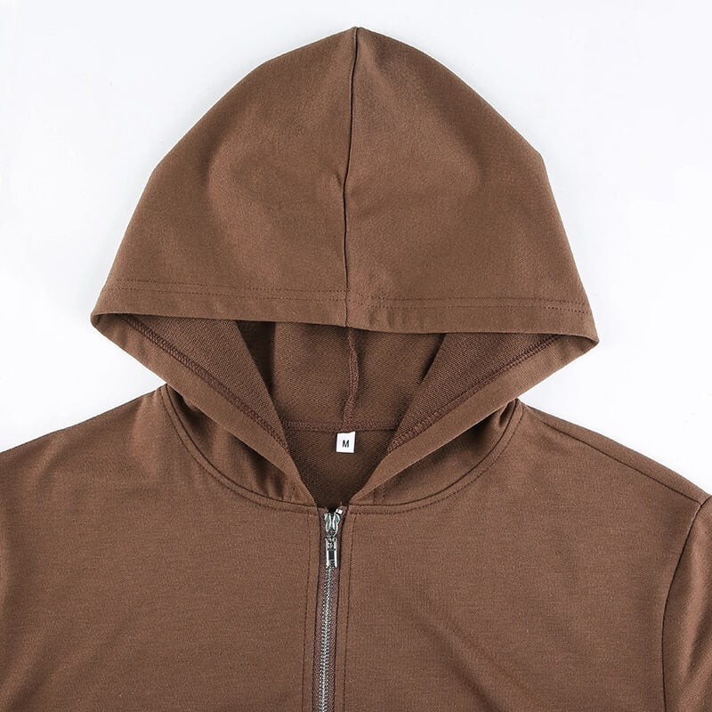 Extra Slanke Gekroesde Zip-Up Hoodie Belleza